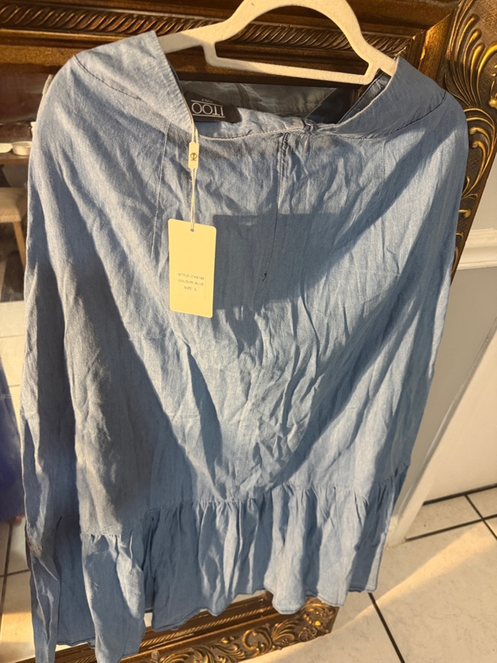 Women's Light Blue Maxi Skirt with Ruffled Hem